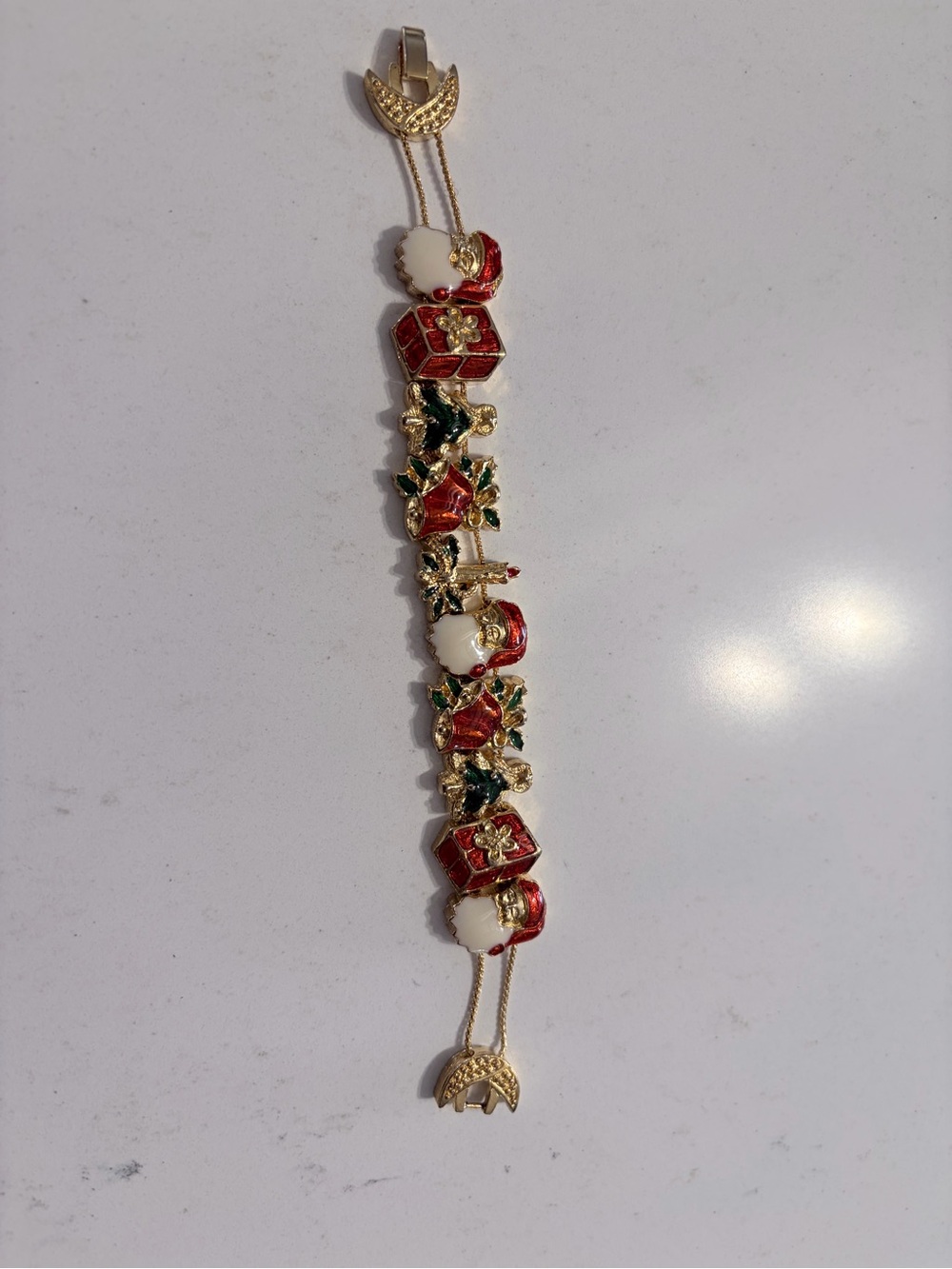 Gold-Tone Red and Green Holiday Bracelet